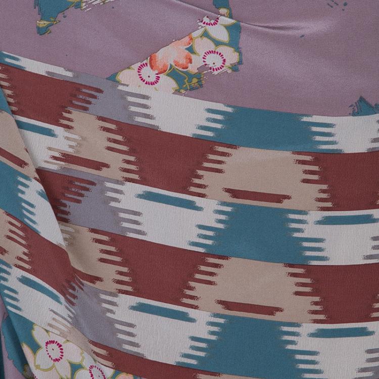 Pre Owned Kenzo Multiprint Silk Maxi Skirt XL