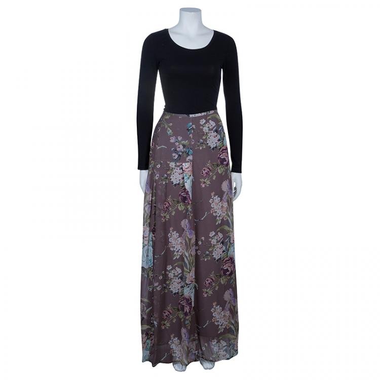 Pre Owned Kenzo Floral Chiffon Maxi Skirt L