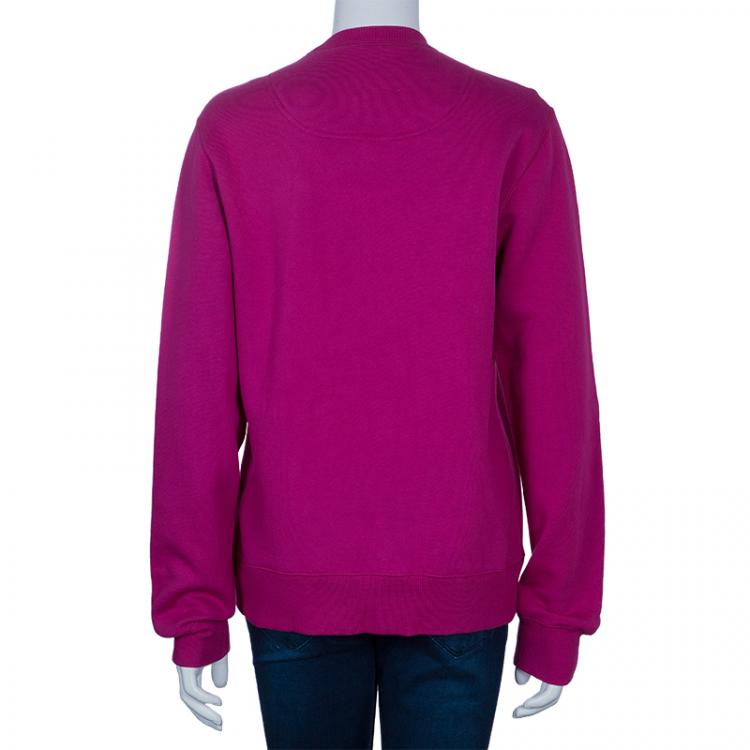 Pre Owned Kenzo Fuschia Tiger Embroidered Sweatshirt M