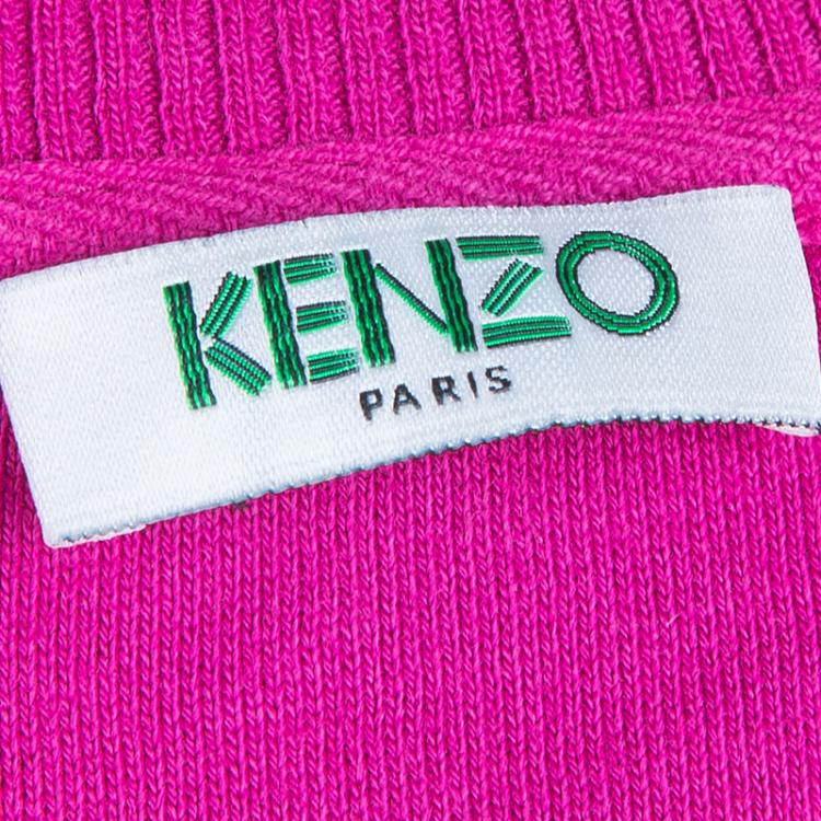 Pre Owned Kenzo Fuschia Tiger Embroidered Sweatshirt M