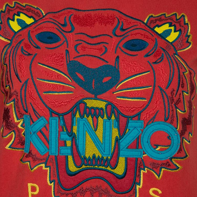 مملوكة مسبقًا Kenzo Red Tiger Embroidered Sweatshirt S