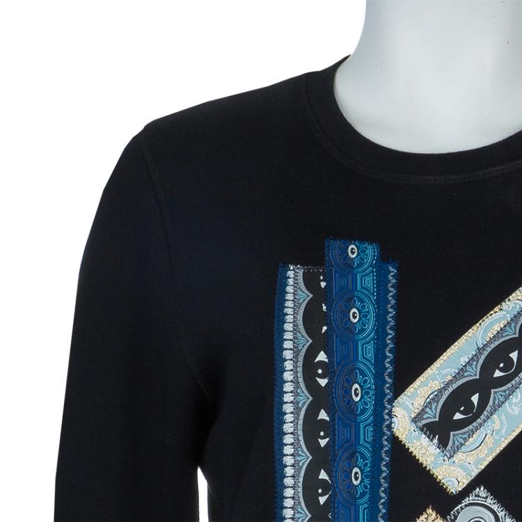 Pre Owned Kenzo Black Embroidered K Motif Sweatshirt M