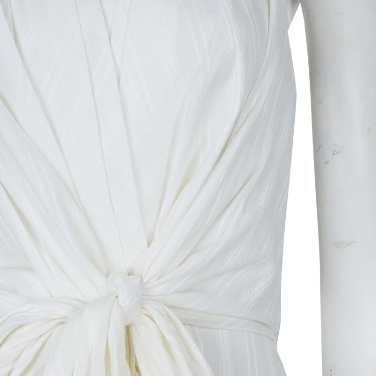 Pre Owned Kenzo White Pleated Cotton Sleeveless Top M