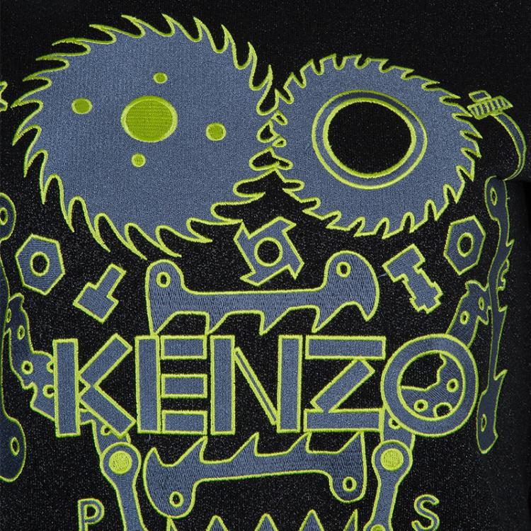 Pre Owned Kenzo Black Lurex Knit Embroidered Sweatshirt XS