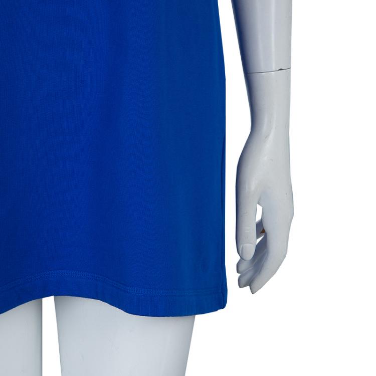 Pre Owned Kenzo Blue Knit Eye Motif Sleeveless T-Shirt Dress XS