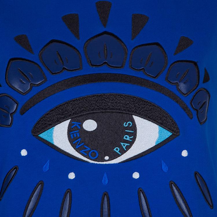 Pre Owned Kenzo Blue Knit Eye Motif Sleeveless T-Shirt Dress XS
