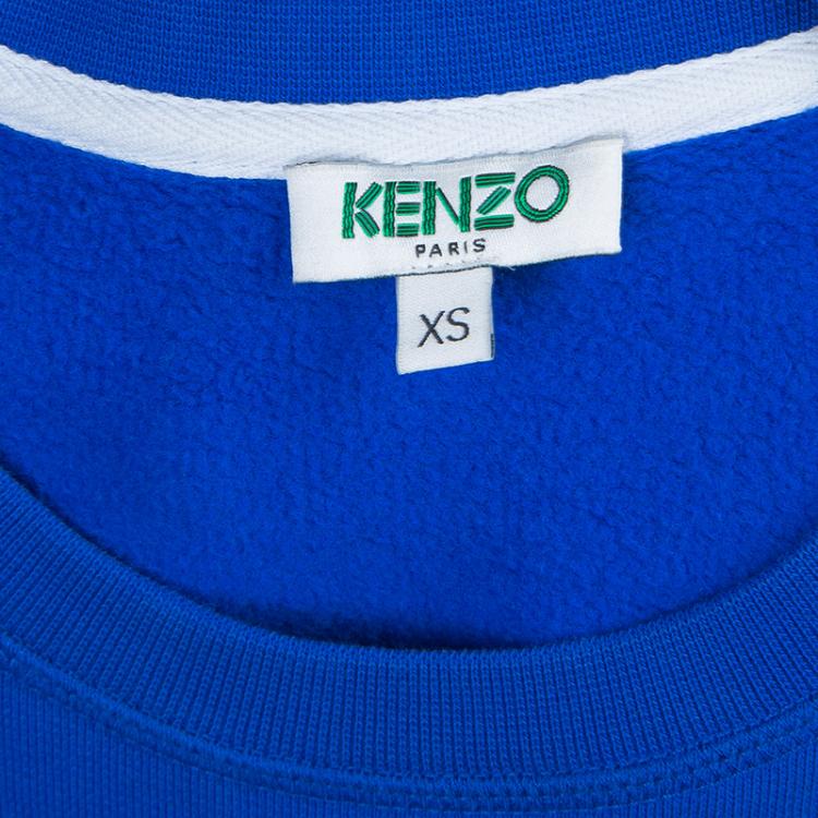 Pre Owned Kenzo Blue Knit Eye Motif Sleeveless T-Shirt Dress XS
