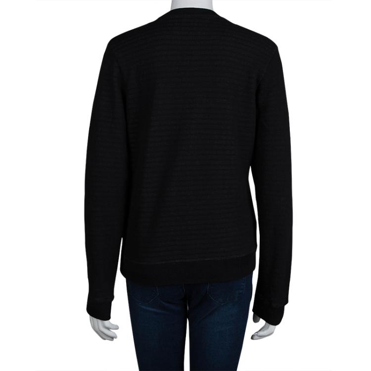 Pre Owned Kenzo Black Lurex Knit Eiffel Tower Print Sweatshirt L