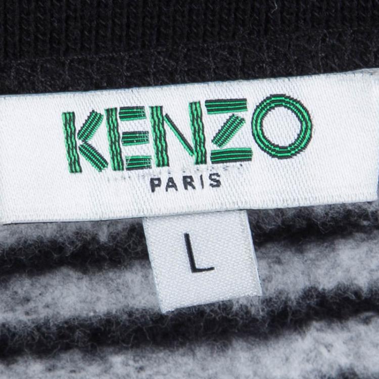 Pre Owned Kenzo Black Lurex Knit Eiffel Tower Print Sweatshirt L