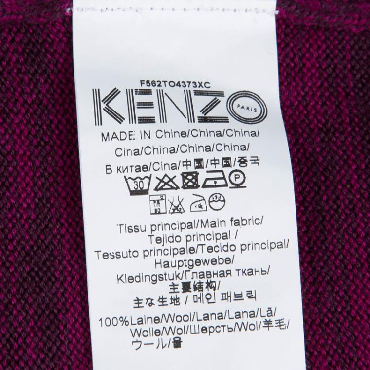 Pre Owned Kenzo Purple Embroidered Tiger Motif Sweater XL