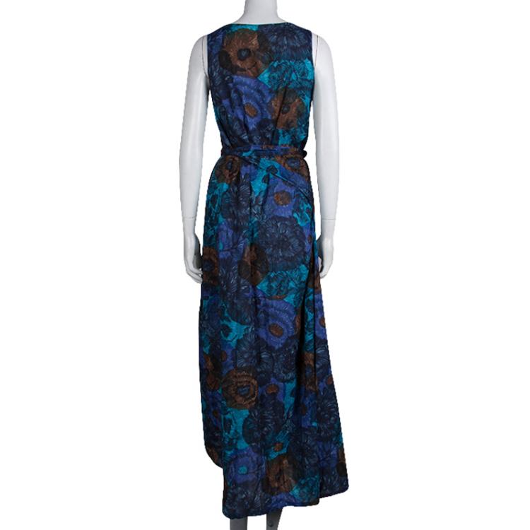 Pre Owned Kenzo Multicolor Floral Printed Embellished Sleeveless Maxi Dress S