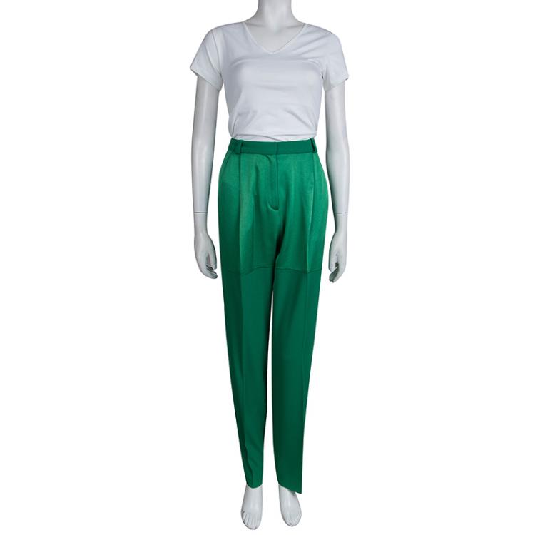 Pre Owned Kenzo Green High Waisted Tailored Trousers M