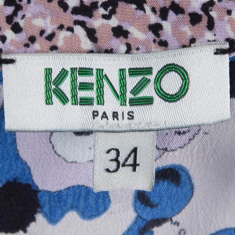 Pre Owned Kenzo Multicolor Silk Printed Drop Waist Sleeveless Belted Dress S