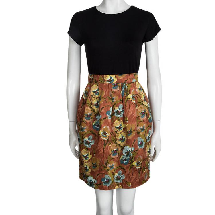 Pre Owned Kenzo Multicolor Floral Printed Pleat Detail Mini Skirt L