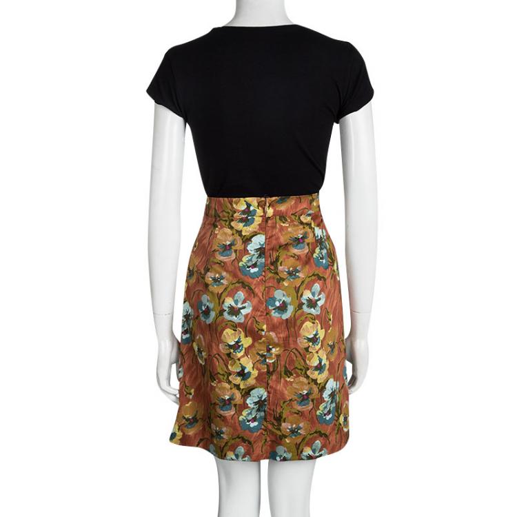 Pre Owned Kenzo Multicolor Floral Printed Pleat Detail Mini Skirt L
