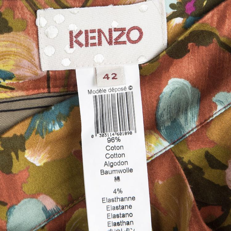 Pre Owned Kenzo Multicolor Floral Printed Pleat Detail Mini Skirt L