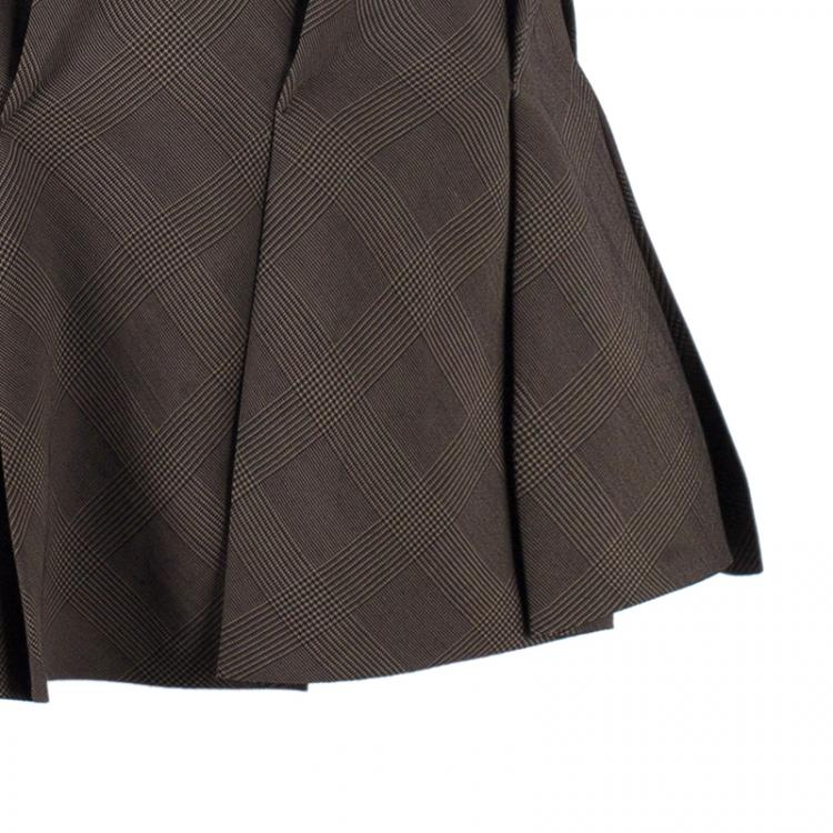 Pre Owned Kenzo Houndstooth/Plaid Pleated Top M