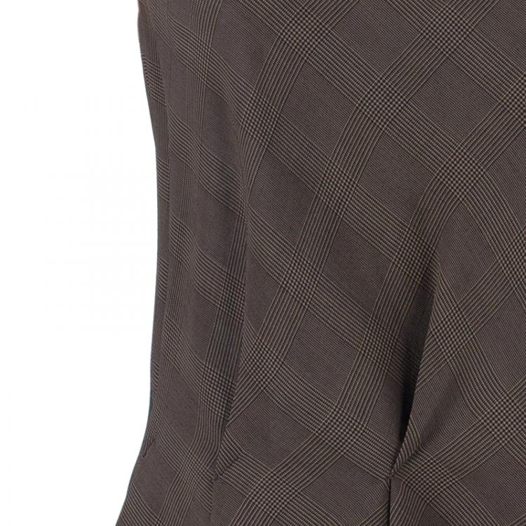 Pre Owned Kenzo Houndstooth/Plaid Pleated Top M