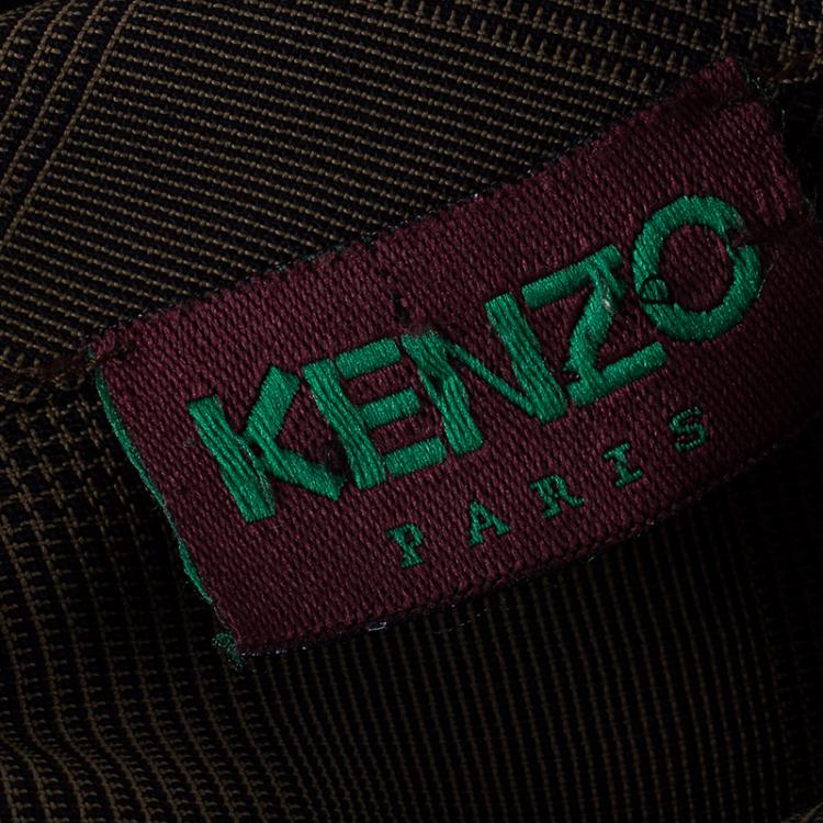 Pre Owned Kenzo Houndstooth/Plaid Pleated Top M