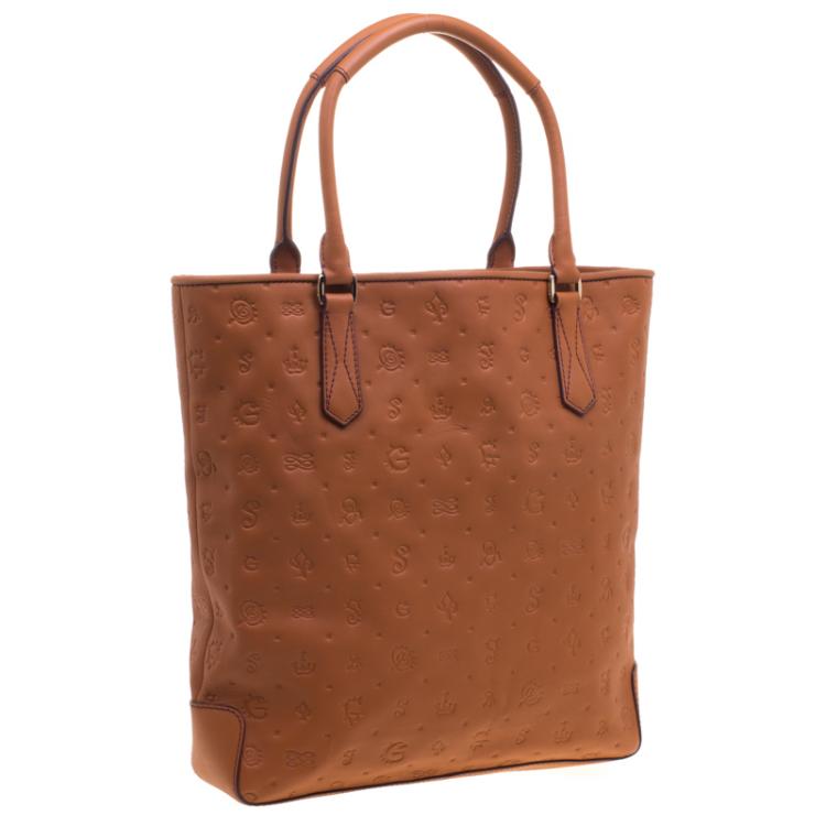 Pre Owned Lancel Copper Brown Dalifun Daligramme Leather Tote