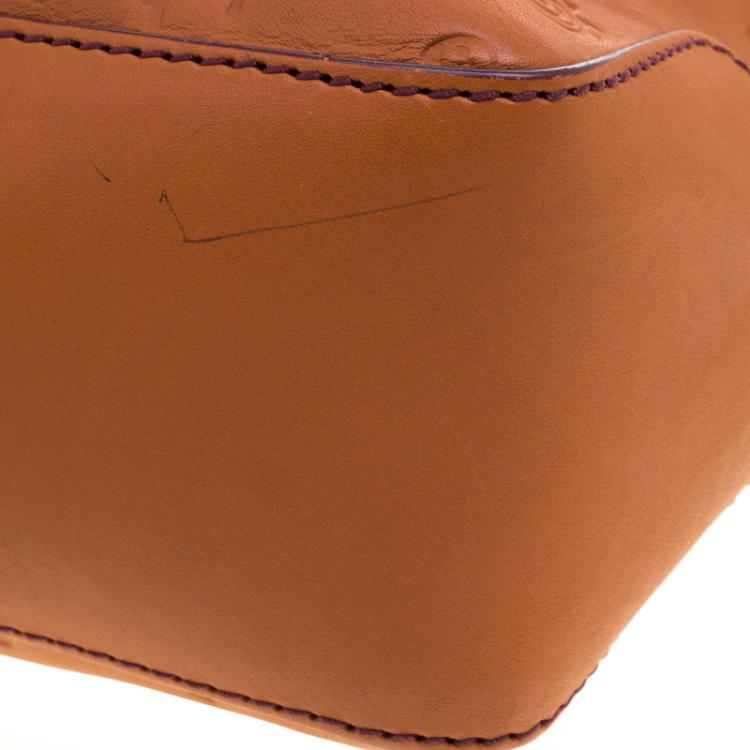 Pre Owned Lancel Copper Brown Dalifun Daligramme Leather Tote