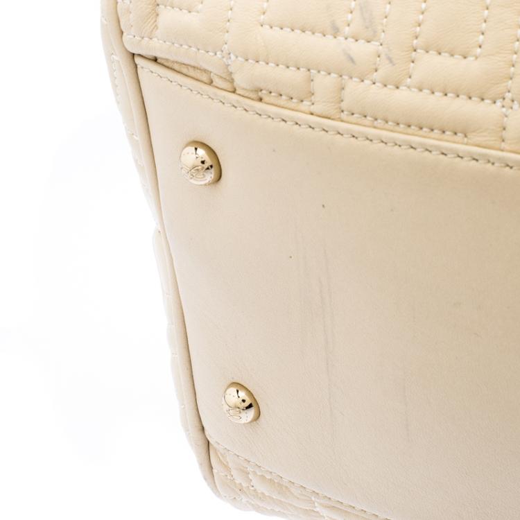 Pre Owned Lancel Off White Embossed Leather Satchel