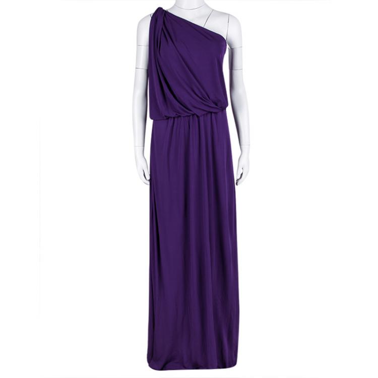 Lanvin Purple One Shoulder Draped Maxi Dress M Lanvin