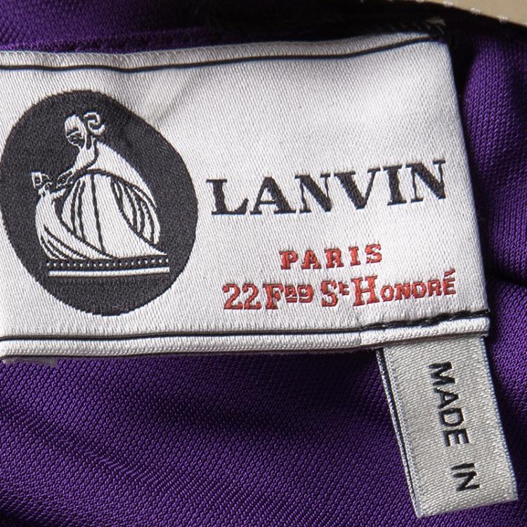 Pre Owned Lanvin Purple One Shoulder Draped Maxi Dress M