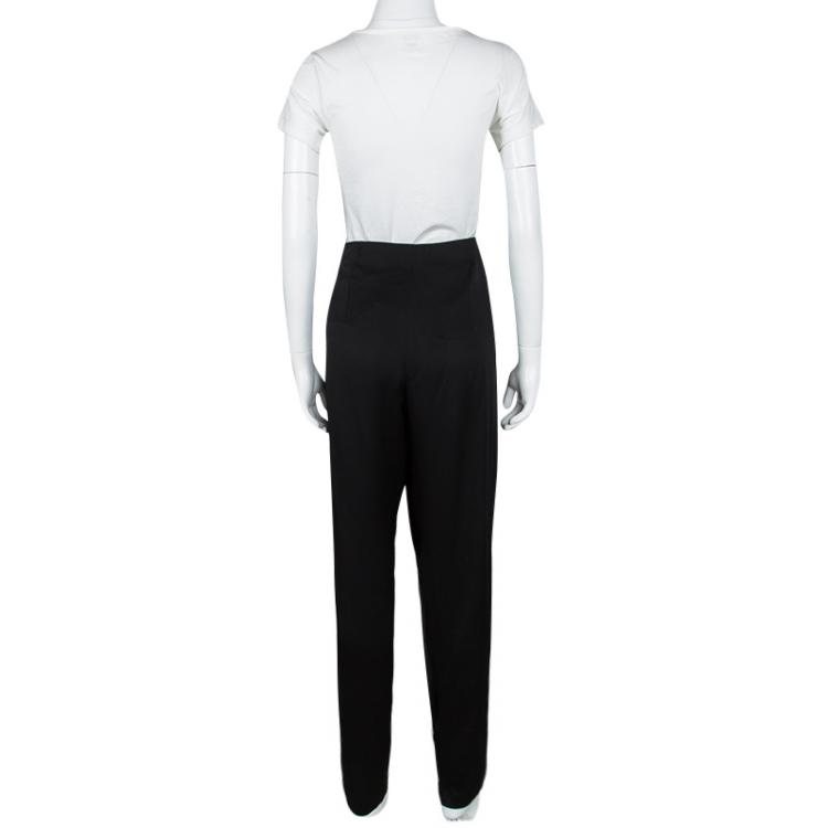 Pre Owned Lanvin Black Bow Detail Draped Trousers M