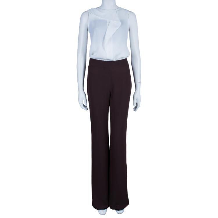 مملوكة مسبقًا Lanvin Burgundy Wide Leg Silk Trousers M