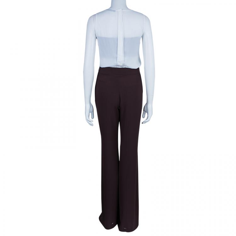 مملوكة مسبقًا Lanvin Burgundy Wide Leg Silk Trousers M