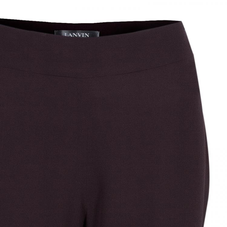 مملوكة مسبقًا Lanvin Burgundy Wide Leg Silk Trousers M