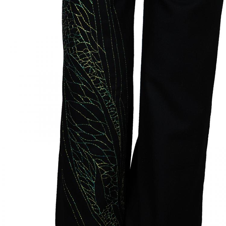 Pre Owned Lanvin Black Embroidered Trousers M