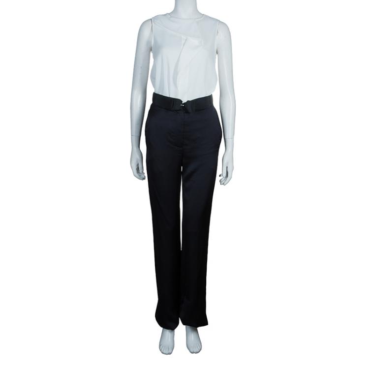 Pre Owned Lanvin Black Bow Detail Wide Leg Trousers S