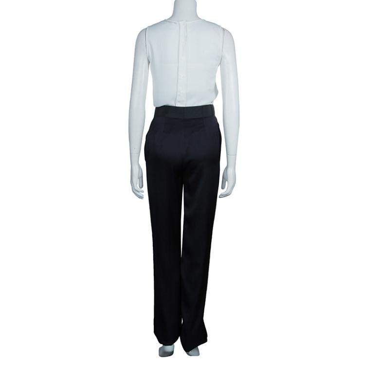 Pre Owned Lanvin Black Bow Detail Wide Leg Trousers S