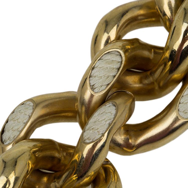 Pre Owned Lanvin Embellished Curb Gold Tone Chain Necklace