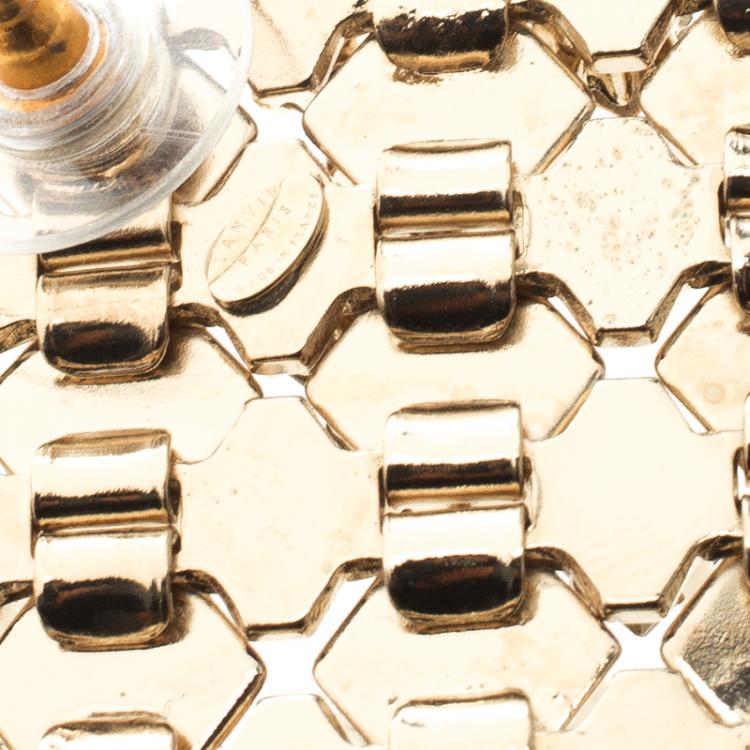 مملوكة مسبقًا Lanvin 'Chain Lumiere' Crystal honeycomb Gold Tone Stud Earrings