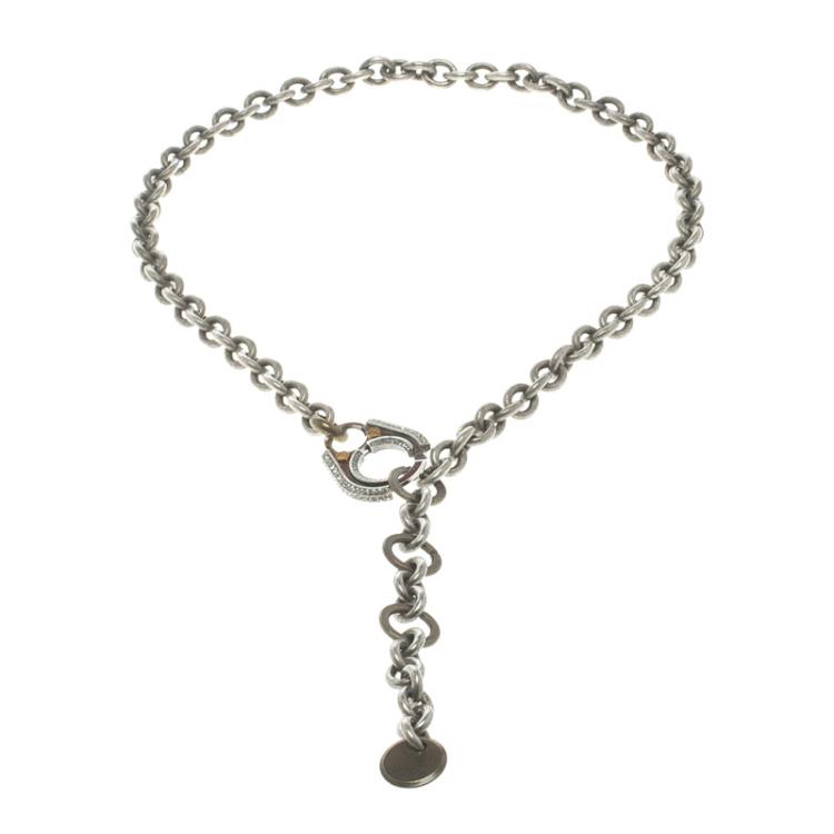 Pre Owned Lanvin Silver Tone Chain Link Necklace