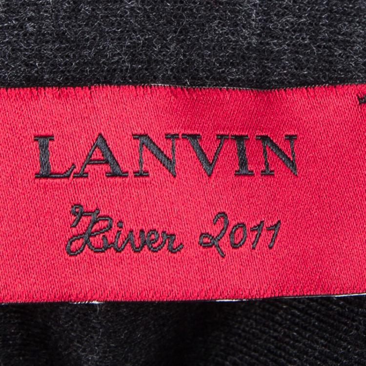 Pre Owned Lanvin Dark Grey Wool Zip Detail Long Sleeve Maxi Dress S