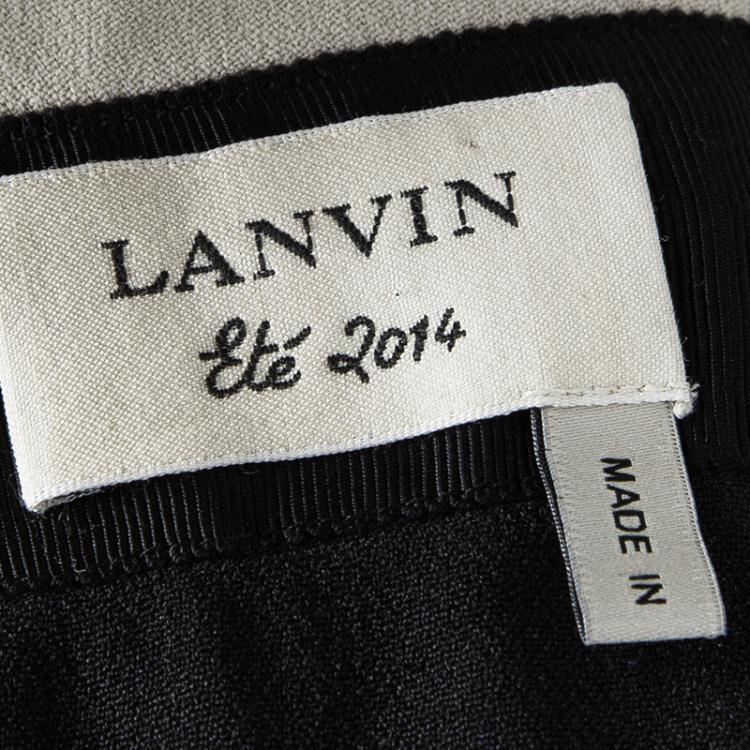 مملوكة مسبقًا Lanvin Beige and Black Knotted Back Detail Draped Front Dress M