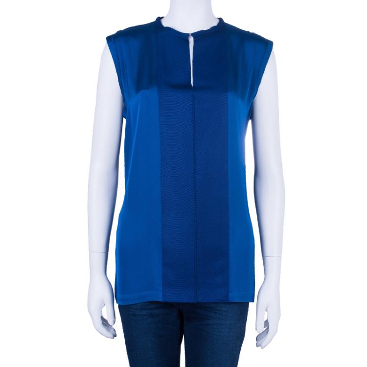 Pre Owned Lanvin Navy Grossgrain Slit-Front Top M