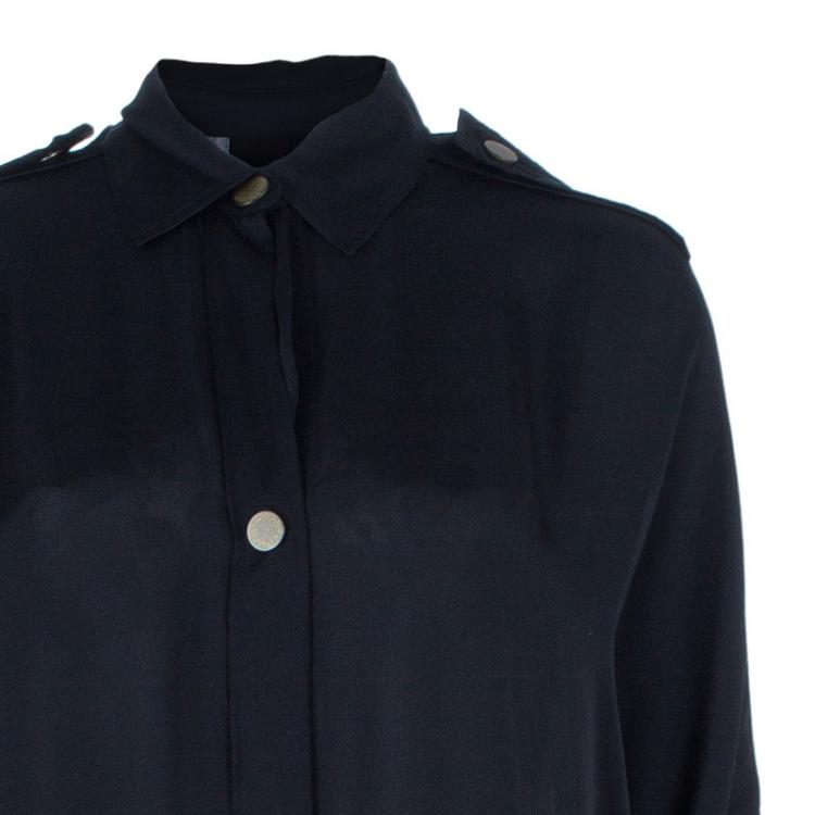 Pre Owned Lanvin Black Button Down Maxi Shirt Dress OS