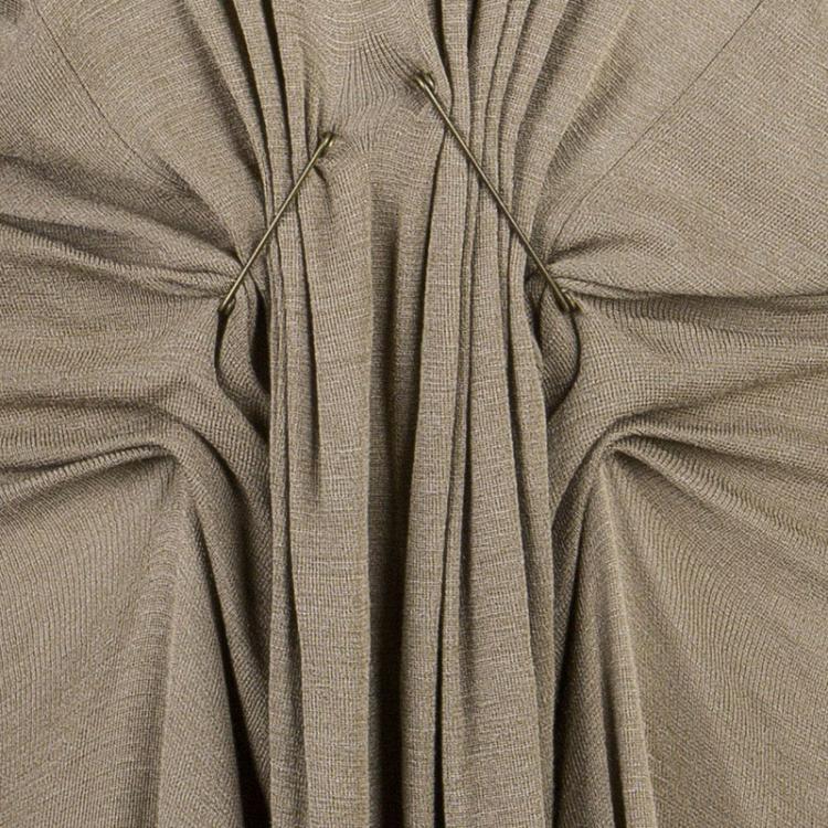 Pre Owned Lanvin Khaki Gathered Short Dress XS