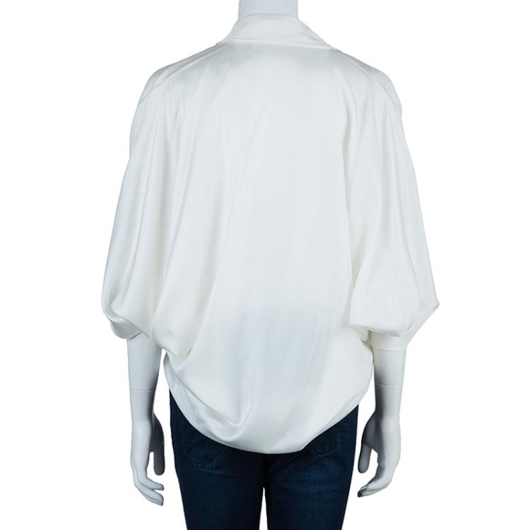 Pre Owned Lanvin White Oversize Silk Top M