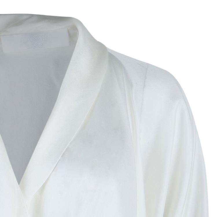 Pre Owned Lanvin White Oversize Silk Top M
