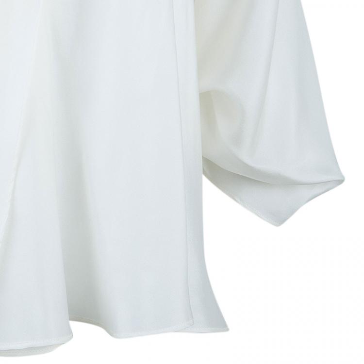 Pre Owned Lanvin White Oversize Silk Top M