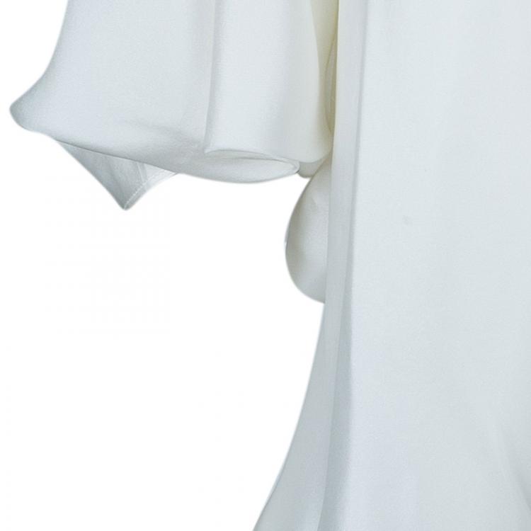 Pre Owned Lanvin White Oversize Silk Top M