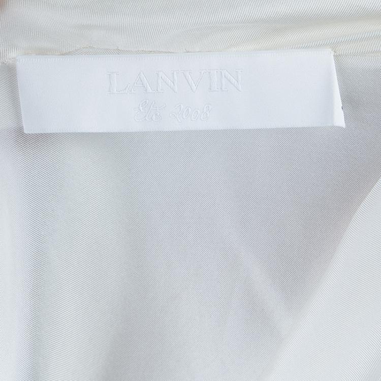 Pre Owned Lanvin White Oversize Silk Top M