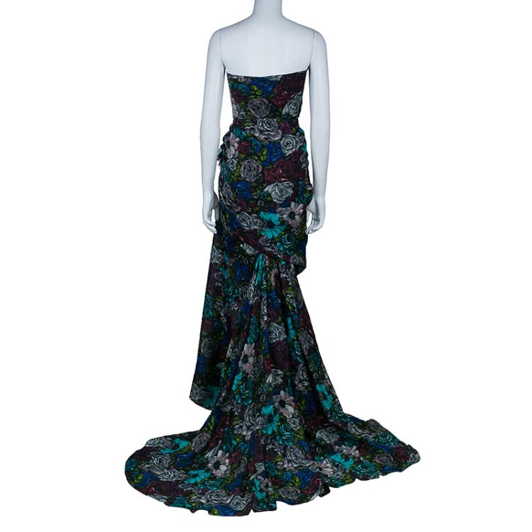 Pre Owned Lanvin Multicolor Floral Print Gown L