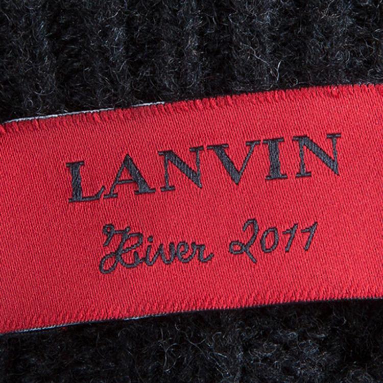 Pre Owned Lanvin Grey Rib Knit Wool Dress M